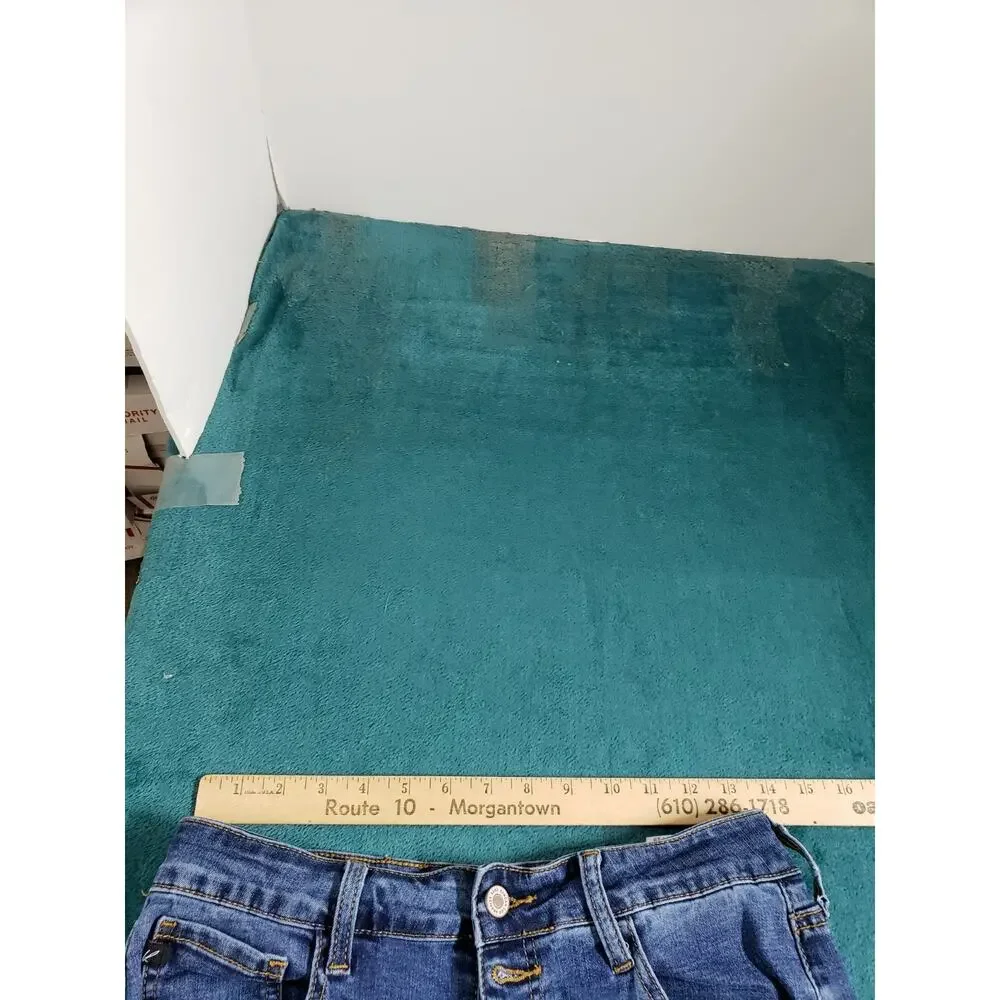 Kancan Jeans Size 11 Womens Blue Stretch Pants Denim Mid Rise Fray Hem Ankle